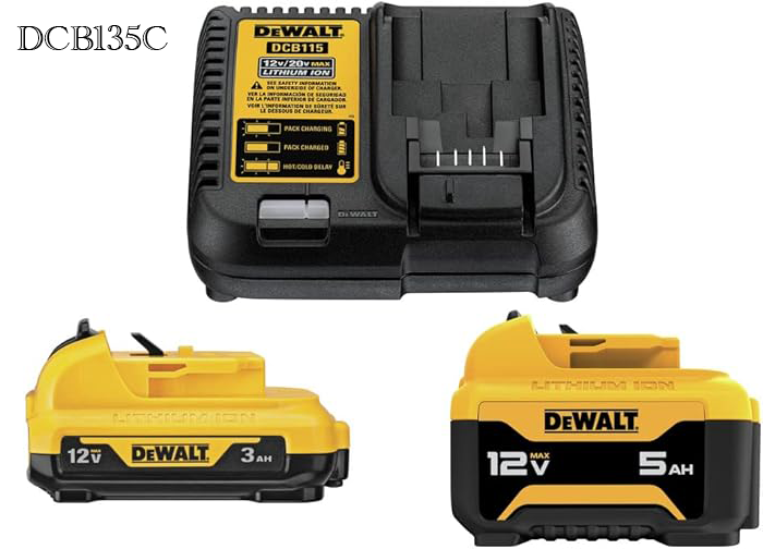 Dewalt DCB135C 2-Piece 12V 3 Ah / 5 Ah Lithium-Ion Batteries and Charger Starter Kit