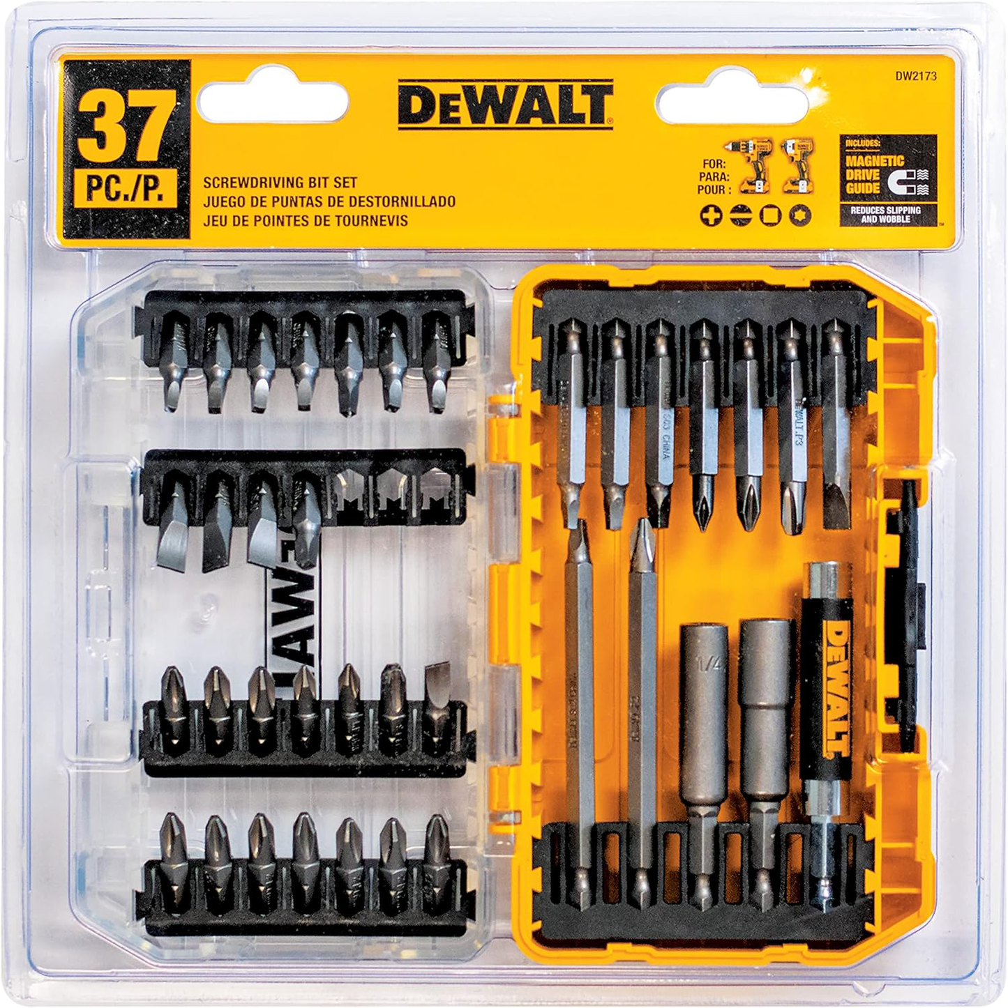 DEWALT DW2173 37- Piece Screwdriving Bit Set With Square Recess Mix